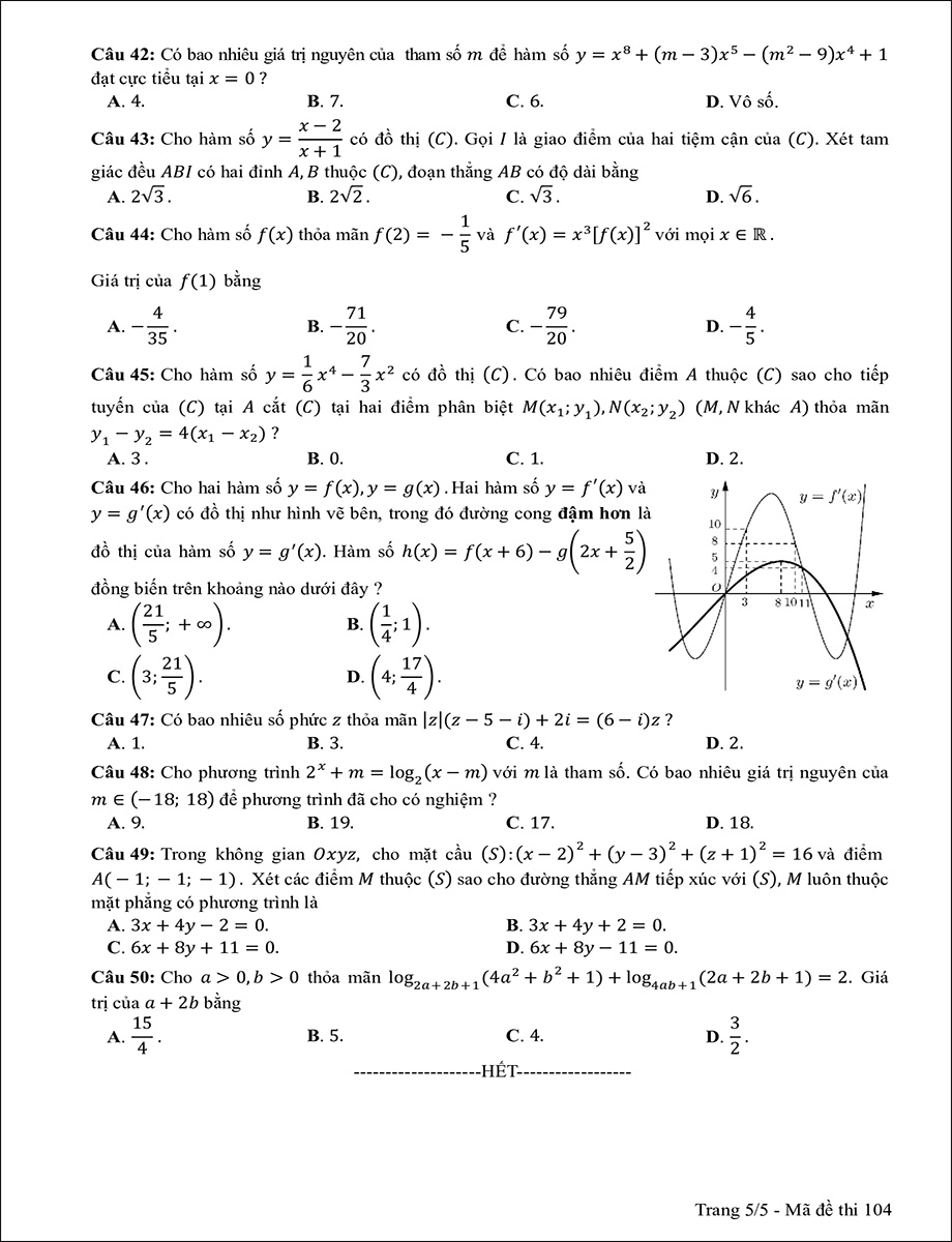 Mã đề 104 (trang 5)